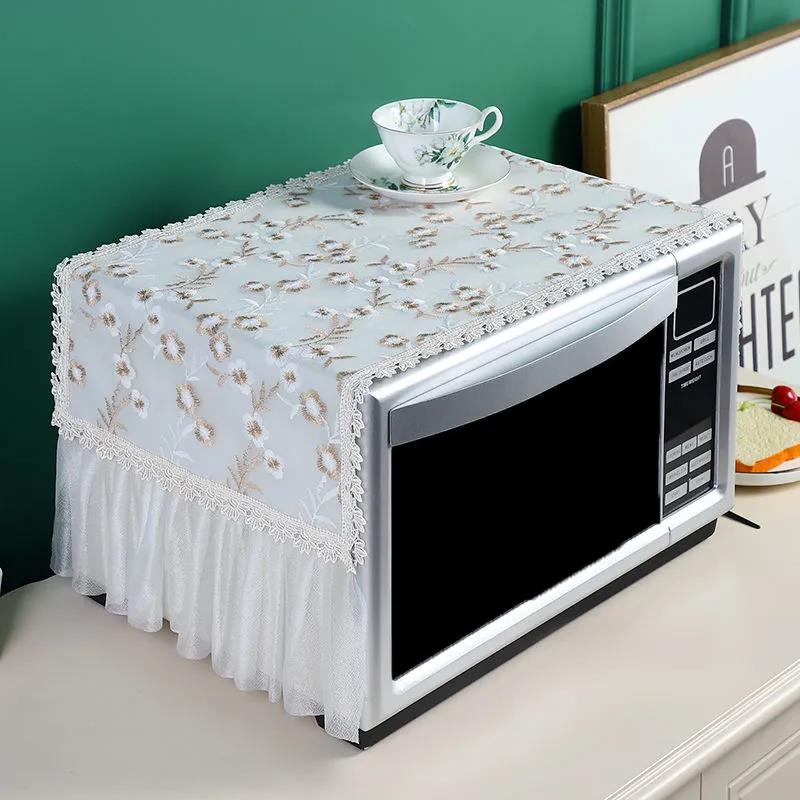 Microwave Oven Cover Towel Oil-proof Universal Fashion Breathable Lace Embroidered Non-slip Dust Cover