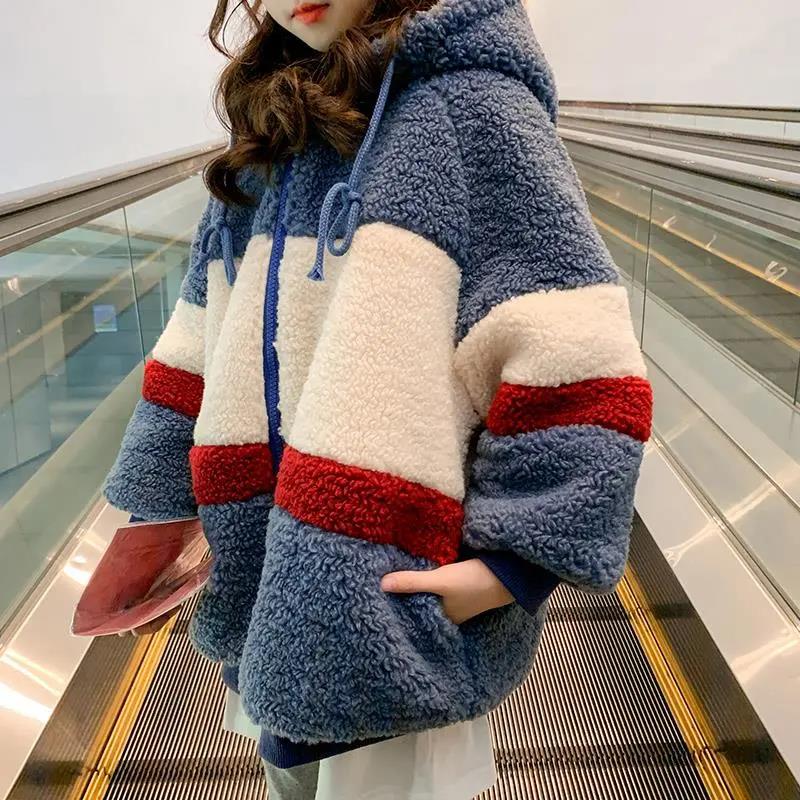 Girls Quilted Jacket Korean Girl Children's Clothing Plus Velvet Thick Windproof Warmth Hooded Winter Clothing