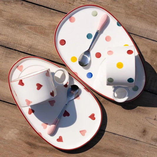 French Afternoon Tea Dessert Plate Ins Style Breakfast Cup and Saucer Creative Personality Exquisite Ceramic Coffee Cup with Tray Spoon