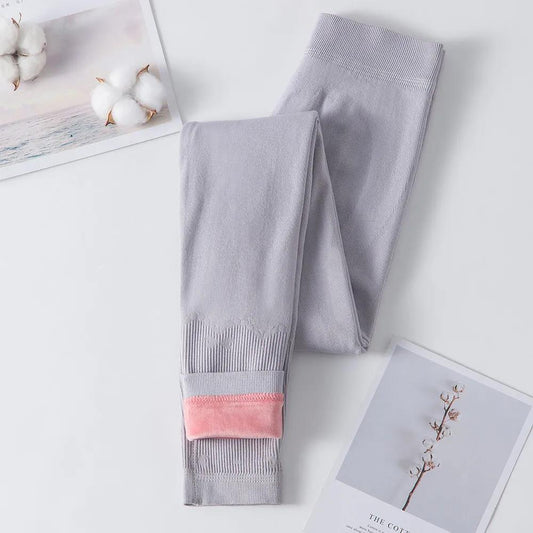Warm Pants Ladies Long Trousers Cotton Trousers In Autumn and Winter Plus Velvet Thickened Slim Line Pants Student High-waisted Legging Trousers