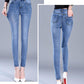 Spring and Autumn Summer High Waist Stretch Pants Slim Thin Jeans Women's Feet Pants Long Pants Regular Thin Pencil Pants
