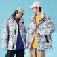 Lovers Down Jacket Winter Stand-up Collar Thick White Duck Down Padded Warm Loose Cotton Jacket Sports Casual Wear
