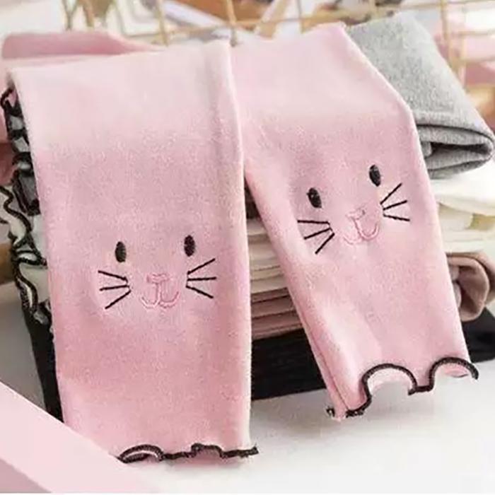 Girls' Leggings Children's Spring and Autumn Thin Kitten Korean Cropped Trousers Stretch Pants Baby Outer Wear and Inner Wear