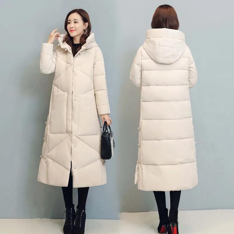 Retro Padded Down Padded Jacket Women National Wind Loose Padded Jacket Long Over-the-knee Padded Jacket