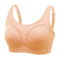 Anti-glare No Steel Ring Gathered Large Size Bra Big Breasts Show Small Hollow Design Breathable Sweat-absorbing Anti-sagging Bra