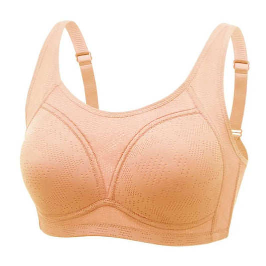 Anti-glare No Steel Ring Gathered Large Size Bra Big Breasts Show Small Hollow Design Breathable Sweat-absorbing Anti-sagging Bra