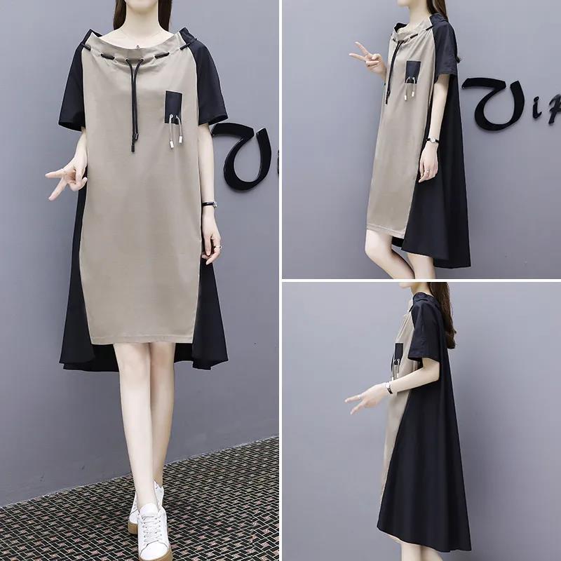 S-XXXL Women's Summer Dress Color block Short Sleeve Round Neck Large Size Loose Casual Not Hooded A-line Dress