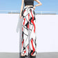 Color Striped Wide-leg Pants Ladies Summer High Waist Loose Thin Ice Silk Straight and Thin Casual Mopping Trousers