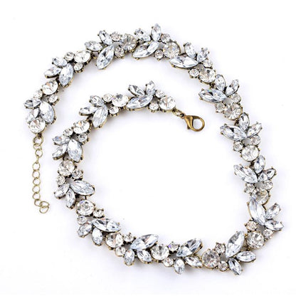 Classic Vintage Zircon Crystal Short Necklace Clavicle Chain Bride Dress Neck Ornament