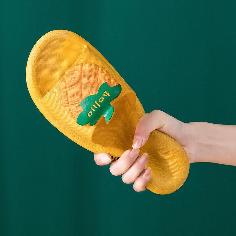 WTEMPO Slippers Women External Wear Cartoon Pineapple Thick Bottom Soft Lightweight  Non-slip Beach Bedroom Home Bathroom