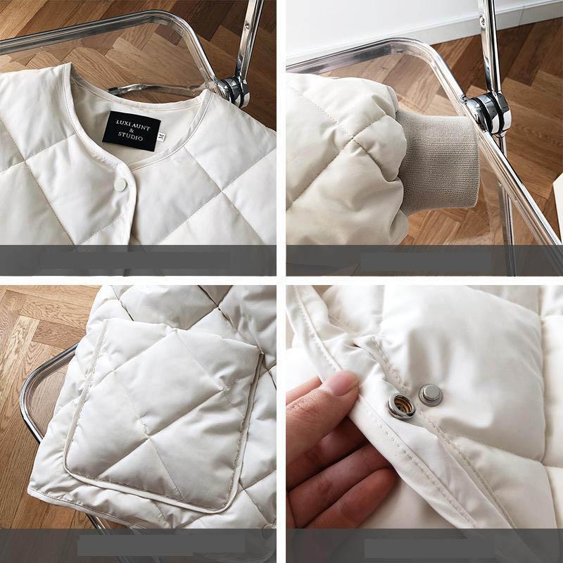 Cotton Coat Thick Round Neck Bread Coat Diamond Loose Down Jacket Women