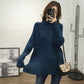 Korean Style Fashion Loose Half Turtleneck Sweater Women's Solid Color Large Size Mid Length Knit Sweater