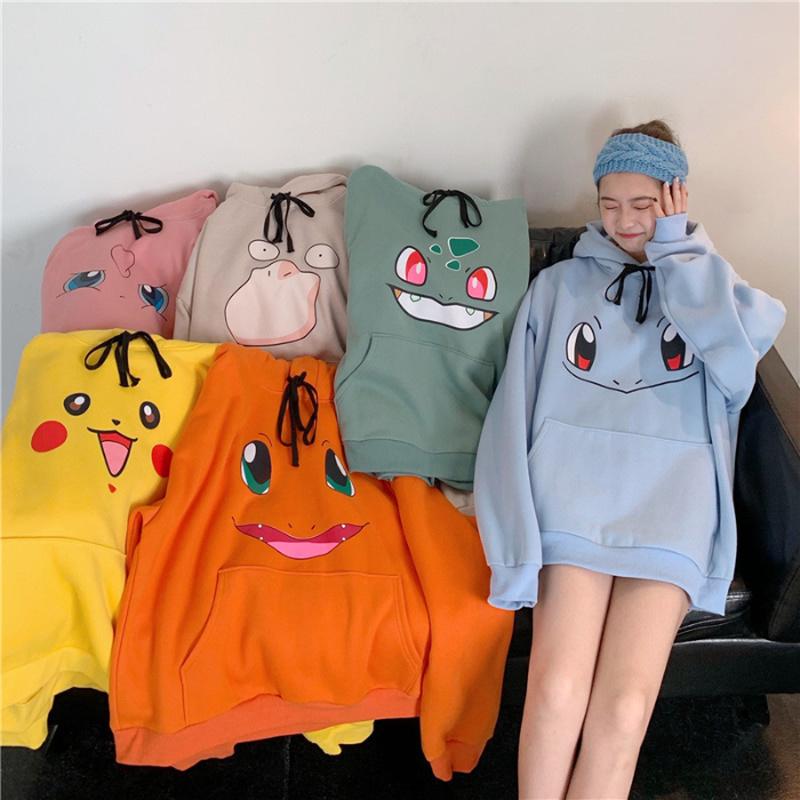 Scione Pokemon Hoodies Women Girls Harajuku Long Sleeve Japan Hoodie Cute Cartoon Hoodie Men Womens