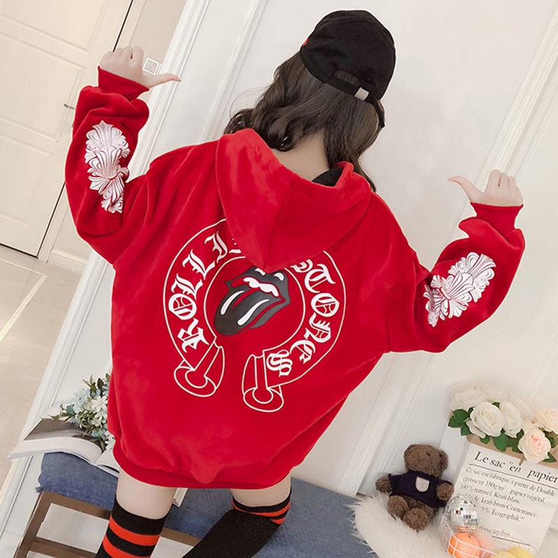 Warm Hood Top Autumn Winter Sweater Cotton Women Sweatshirt Wild Large Size Long Sleeve