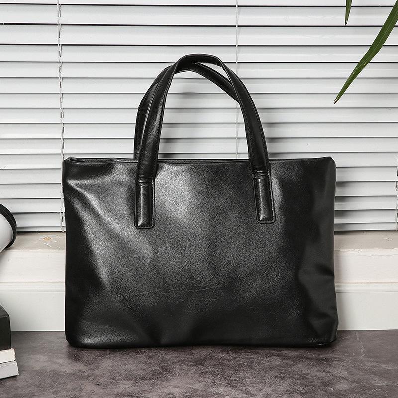 Business Briefcase Men Black PU Leather Large Capacity Anti-theft Handbag Shoulder Bags Computer Bag