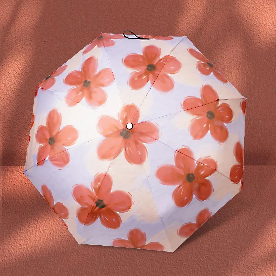 Sun Umbrella UV Protection Sunshade Female Student Korean Version Cute Umbrella Ins Sen Automatic Umbrella Rainy and Sunny