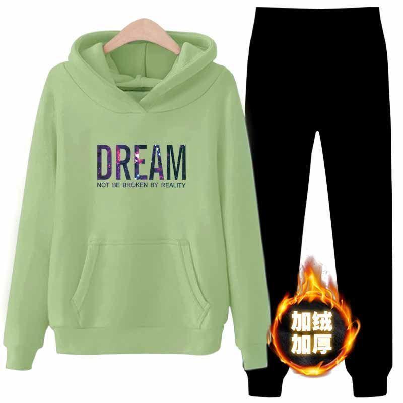 Women's Loose Hooded Sweater Two-piece Thick Hoodie Suit Comfortable and Warm Loose Casual Suit Outdoor Running Sports Suit