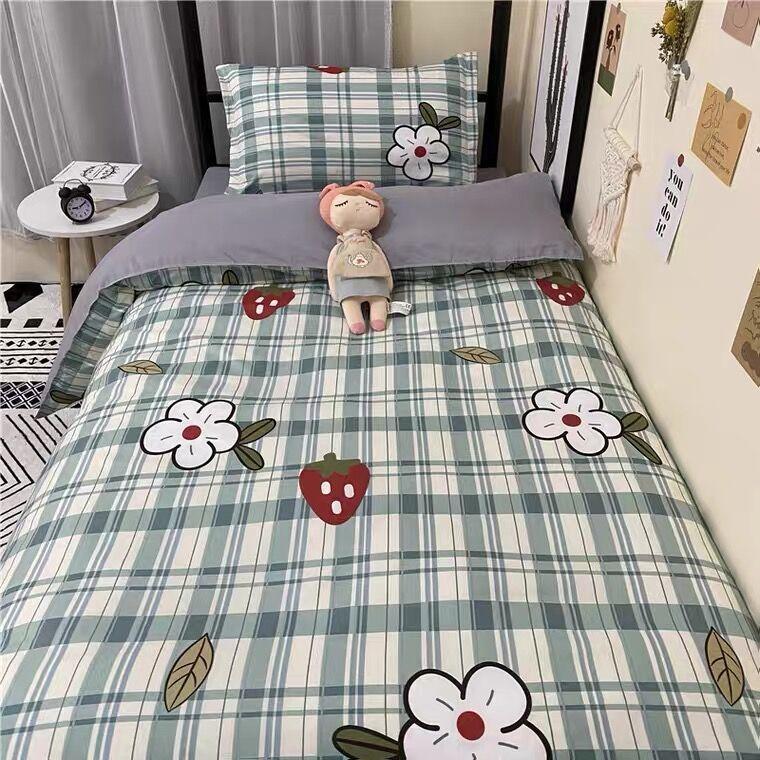 Scandinavian Style Three-piece Bed Linen Simple Bed Sheet Quilt Cover Student Dormitory Single Quilt Cover Three-piece Bedding