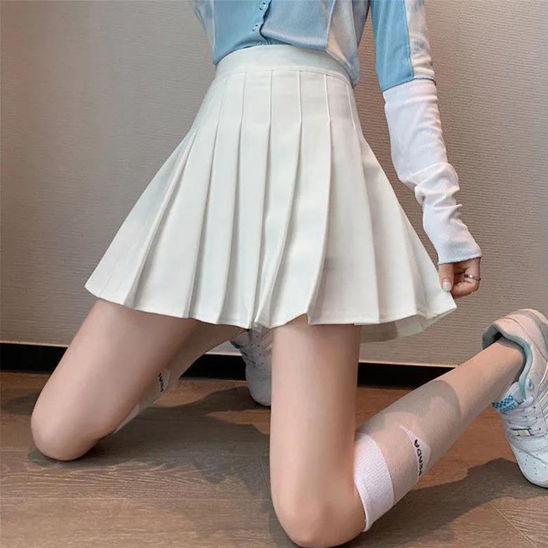Autumn Winter Gray Pleated Skirt Women's Short Skirt Black High Waist Thin A Word Bag Hip Skirt