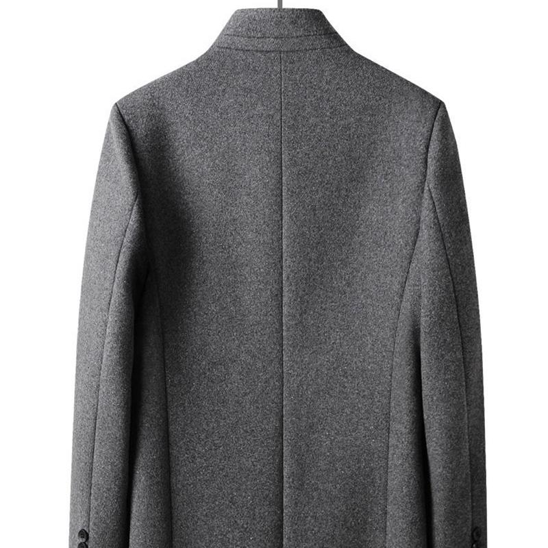 Men's Spring and Autumn Coat Men's Mid-length Woolen Solid Color Lapel Coat Men's Trench Coat