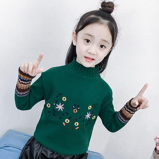 Autumn and Winter Little Girl Fashion Jacket Long-sleeved Hooded Children's Sweater Loose Knitted Cardigan