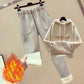 Women's Suit Plus Velvet Thickened Autumn and Winter Woolen Pants Loose Two-piece Lamb Wool Hoodie Two-piece Warm and Loose Two-piece Suit