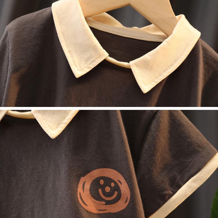 Children's Suit Summer Thin Short-sleeved Shorts Suit Korean Version of Boys and Girls Printed Smiley Face T-shirt Shorts Two-piece Set