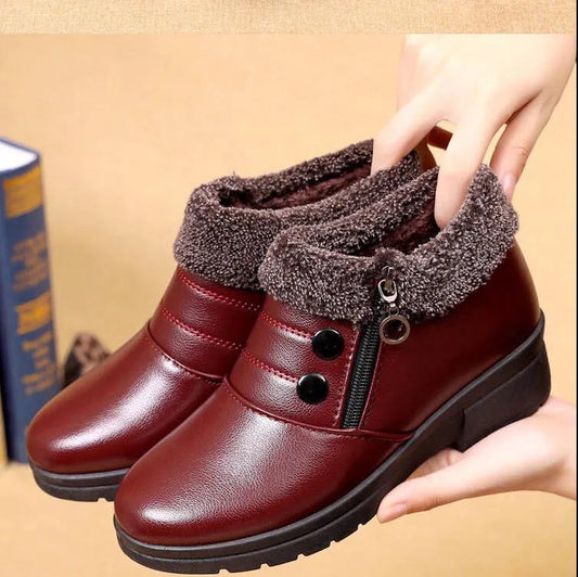 Women Autumn and Winter Cotton Shoes  Fleece Warm Waterproof Non-slip Ladies Cotton Shoes