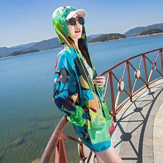 M-3XL Spring Autumn Plus Size Loose Thin Coats Women's Summer Long Sleeve Camouflage Print Hooded Sun Protection Jackets