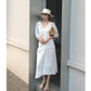 Elegant Chic Summer Drawstring V-Neck Women Pleated Retro Solid Short Sleeve Sexy Ladies Long Dress