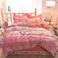 5D Carved Velvet Four-piece Crystal Velvet Warm Quilt Cover Sheets Thick Warm Velvet 4Pcs Set