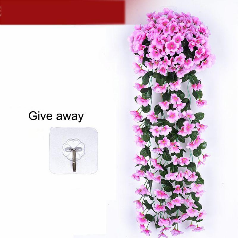 Simulation Violet Fake Flower Living Room Wall Hanging Plant Decoration Hanging Fake Flower Rattan Vine Chlorophytum Hanging Basket