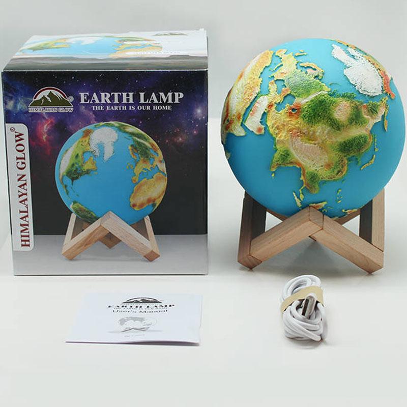 3D Painted Earth Table Lamp Living Room Bedroom Study Desk Lamp Birthday Gift Bedside Lamp