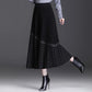 Knitted Plaid Skirt Women's Autumn Winter High Waist Mid-length A-line Skirt Thickened Large Swing Skirt Long Skirt
