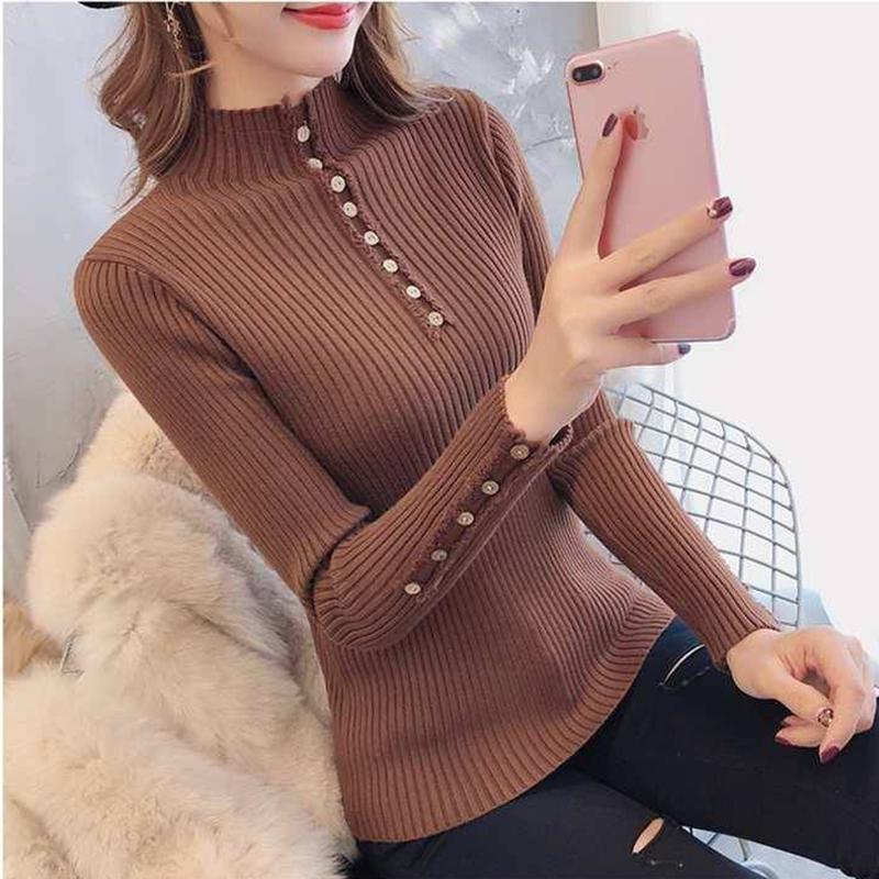 Polyvore Winter Half Turtleneck Warm Sweater Women Long-sleeve Pullover Fit Slim Bottoming Shirt