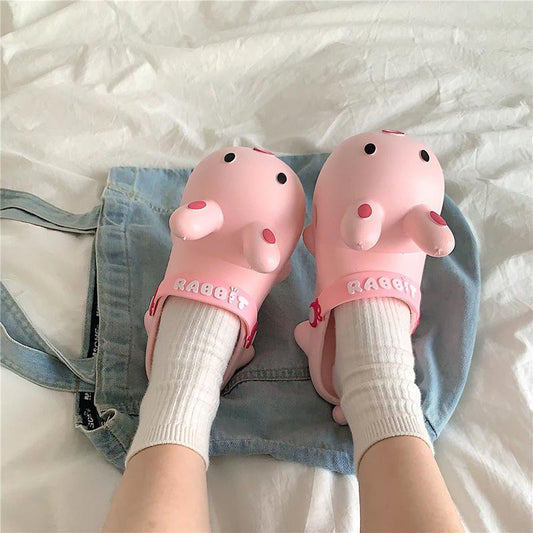 Cute Rabbit Soft Sole Slipper for Women Summer Non-slip Sandals Soft-soled Shoes Soft Bottom Beach Sandals