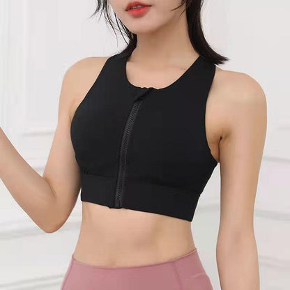 Front Zipper Shockproof Running Fitness Bra High-intensity Sports Underwear Vest Cross Beautiful Back Yoga Bra Push Up Bra Top Yoga Tank Tops