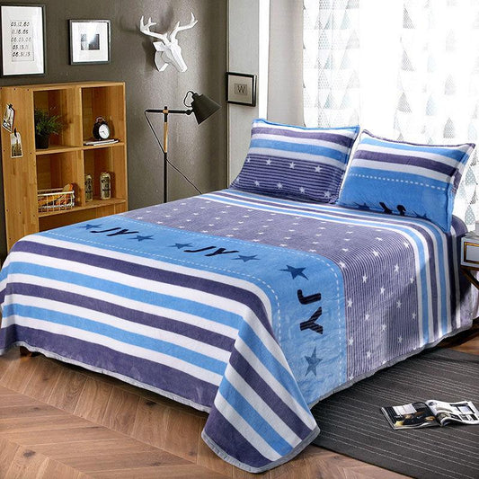 Winter Coral Fleece Bed Sheet Single Thick Single Plus Fleece Blanket Double Bread Side Flannel Blanket Sofa Decoration Warm Cover Blanket