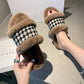 Ladies Autumn/winter Fashion Cotton Slippers One-word Slippers Indoor and Outdoor Casual Flat Shoes Soft Shoes