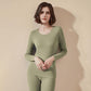 Autumn Clothes O-neck Tops Pants Women Winter Thermal Underwear Tight Suit Thicken Windproof Comfortable Soft Lining Long Sleeve High Elasticity Slim