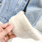 Loose and Versatile Furry Jacket Women Casual Single-breasted Two-sided Denim Jacket Ladies Warm Jacket Plus Fleece Denim Jacket