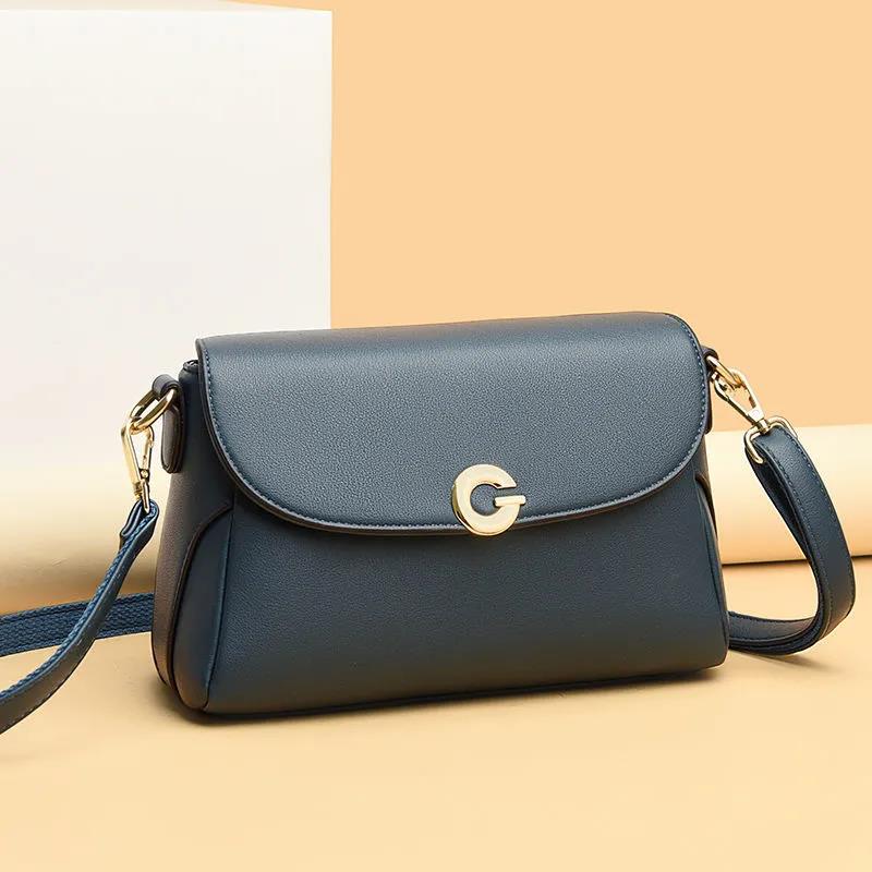 Women Shoulder Messenger Bags Casual Female Crossbody Bags Soft Surface Genuine Leather Cowhide Two Shoulder Straps Adjustable