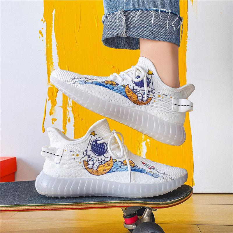 Sports Canvas Coconut Shoes Couple Korean Trend Breathable Net Shoes Summer Fly Woven Breathable Casual Sneakers