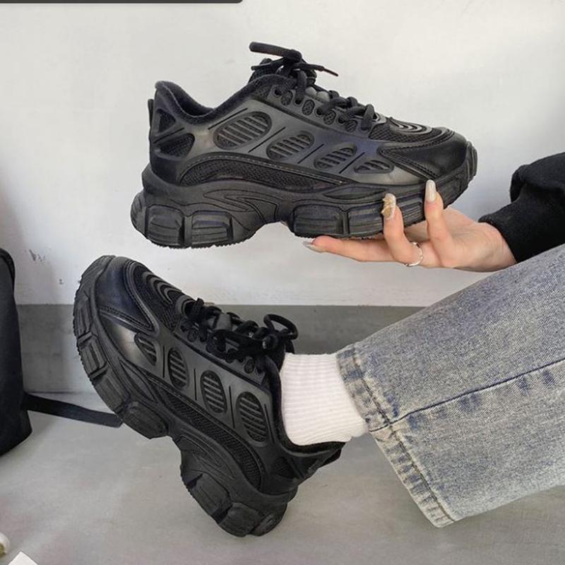 Daddy Shoes Women All-match Spring Sports Shoes Women Casual Comfortable Thick-soled Black Shoes Women