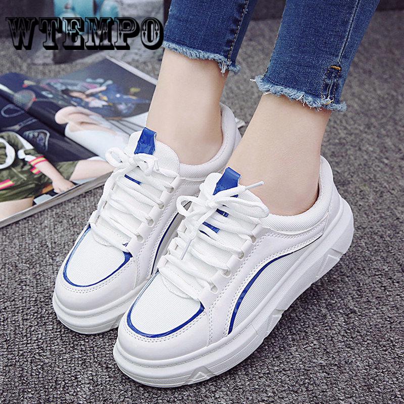 Women Platform Creepers White Flat Student Girls Sport Shoes Sneakers