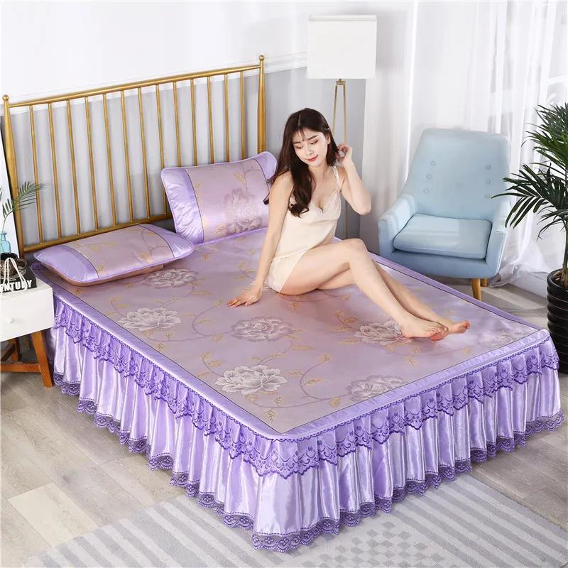 Bed Skirt and Pillowcase Three-piece Bed Set Home Bedding Noble Style