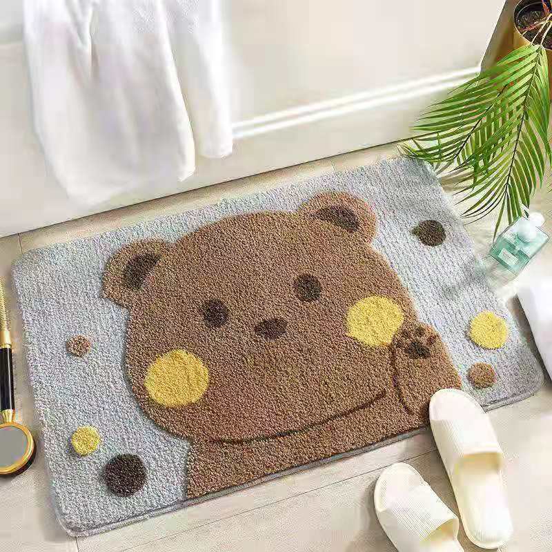 Cartoon Floor Mat Toilet Bathroom Water Absorbent Household Toilet Non-slip Entrance Floor Mat Porch Carpet Bedroom Washable