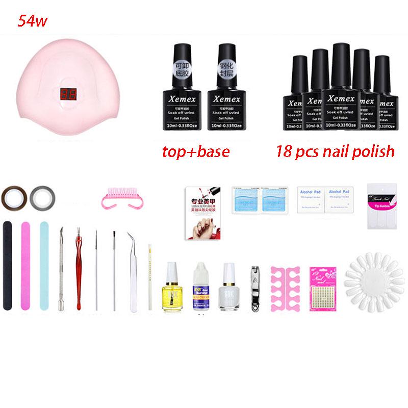 Nail set 54W UV Lamp LED Lamp Manicure Set 30 Color Soak Off Lasting Gel Nail Polish Nail Art Sets