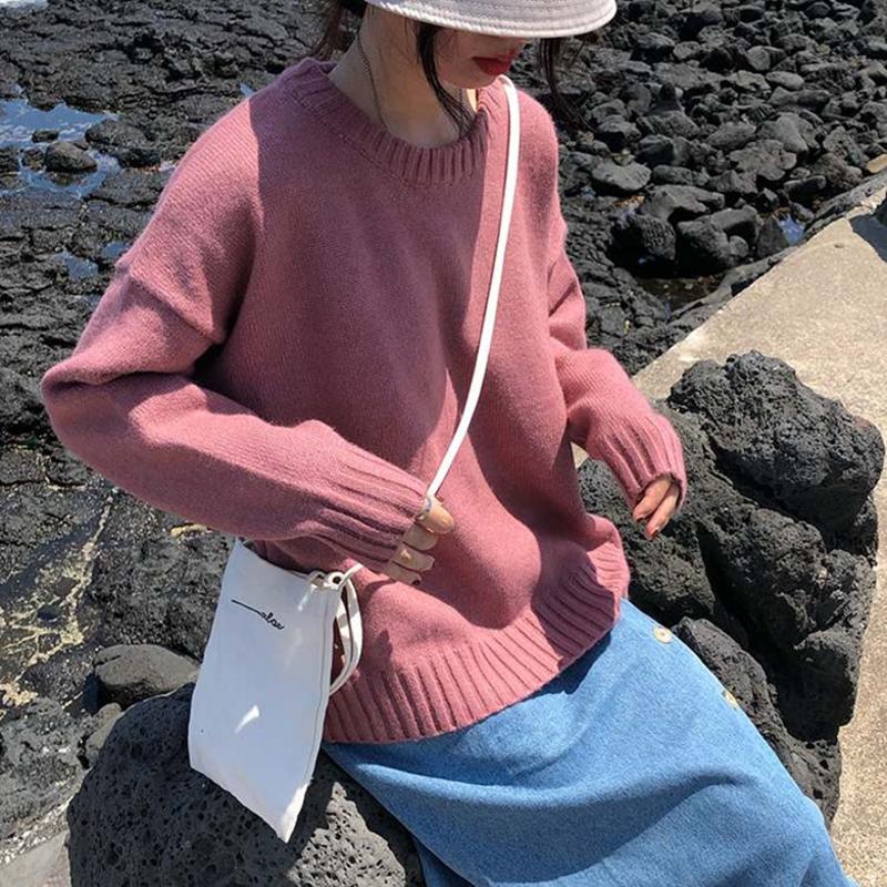 Pullover Sweater Women's Round Neck Hedging Loose Long Sleeve Knitted Bottoming Jacket Tide