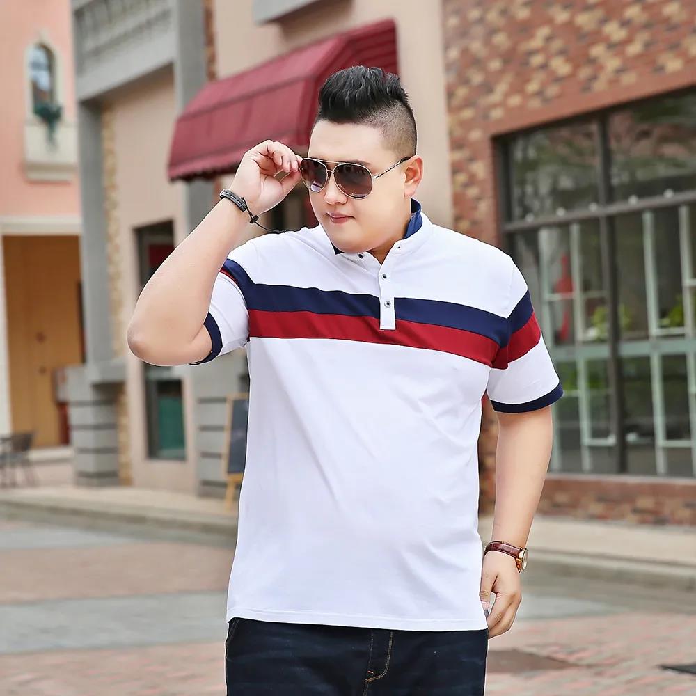 150KG Large Fatty Short Sleeve T-Shirt Male Large Size Fat Plus Fat Cotton Thin Polo Shirt Top